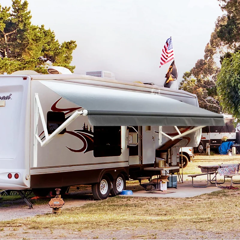 

White Motorized Modular Retractable RV Awning Full Set Assemblies for RV, 5th Wheel, Travel Trailers, Toy Haulers, and Motorhome