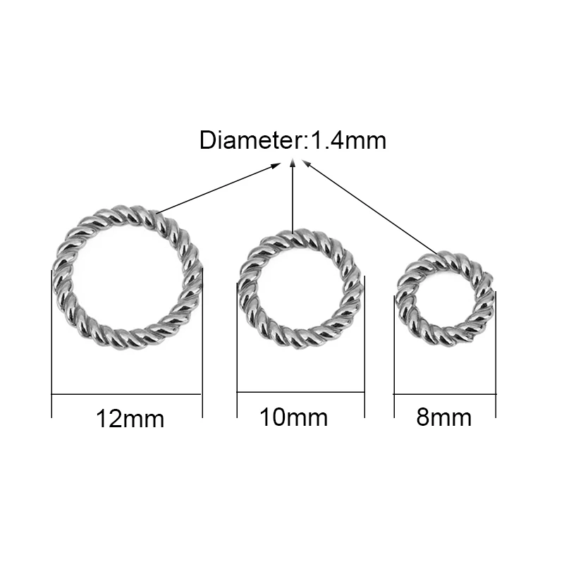 10pcs Stainless Steel Closed Twisted Jump rings 8 10 12 mm PVD Never Fade Split Rings Connectors For Jewelry Necklace Findings