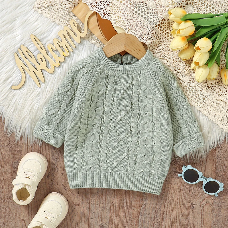 1-3Y Autumn Winter Toddler Boys Girls Solid Sweaters Clothes Spring Daily Casual Crew Neck Long Sleeve Newborn Infantil Knitwear