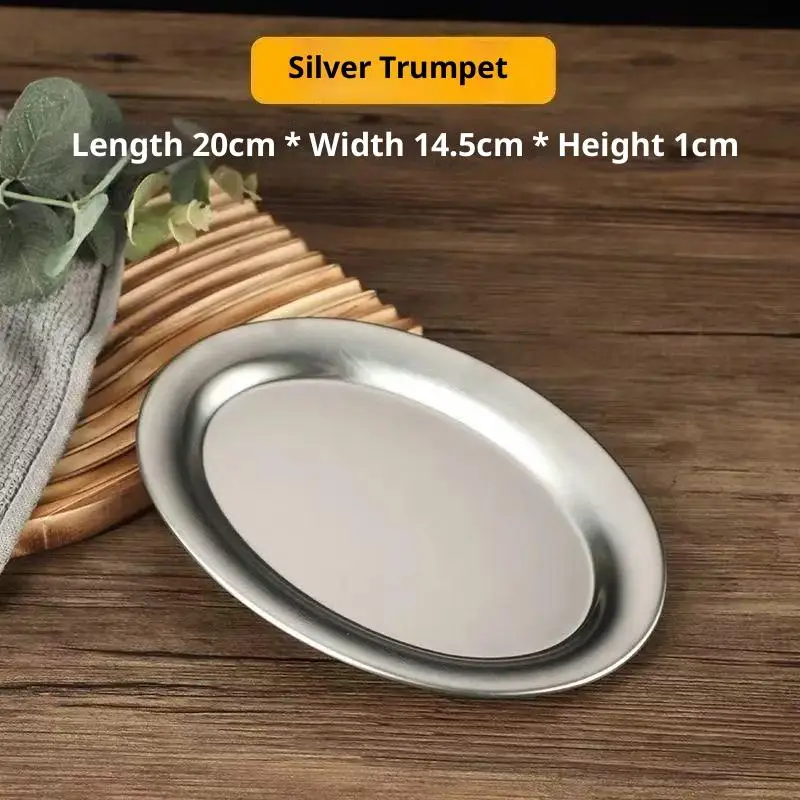 Stainless Steel Oval Fish Plates Household Food Dinner Steamed Shallow Plate Party Dessert Baking Decor Kitchen Tableware