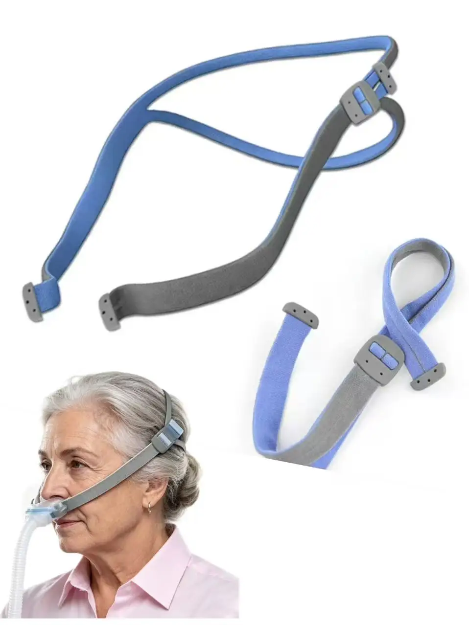 Adjustable CPAP Headgear Strap, Nasal Pillow Mask Headband, Compatible with P10/N30 Style, Breathable, Universal Sleep Apnea
