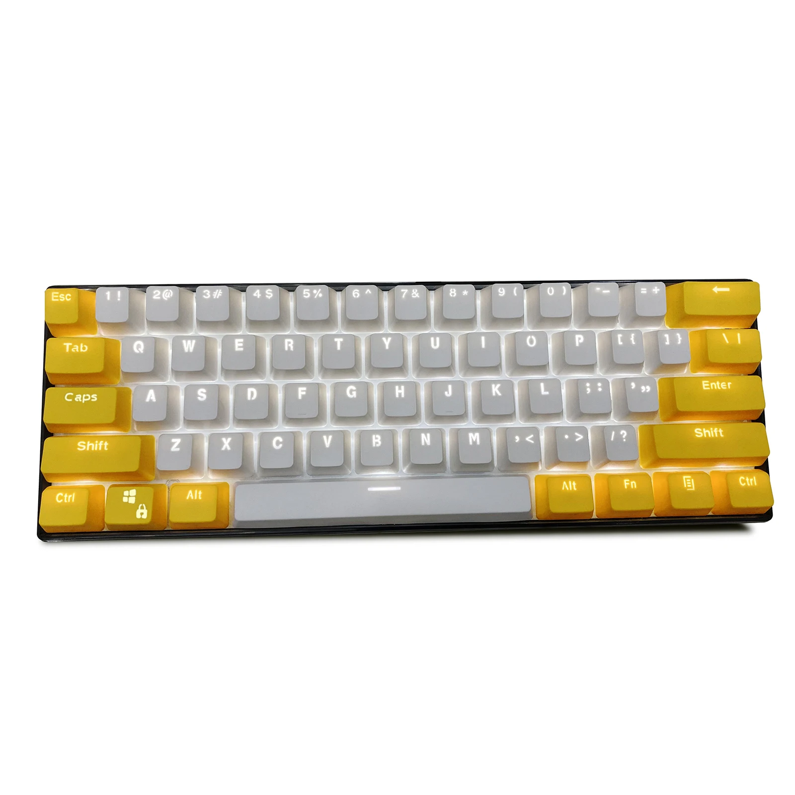 (Keycaps Only Sold)Yellow White RK 61 Keycaps PBT Material OEM Height, Backlit Two-Color Mechanical Keyboard Keycaps