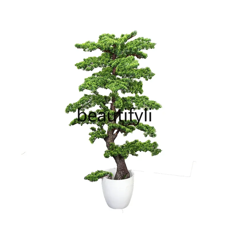 Large-scale simulated welcome pine new Chinese decorative ornament indoor landscape fake green tree planting