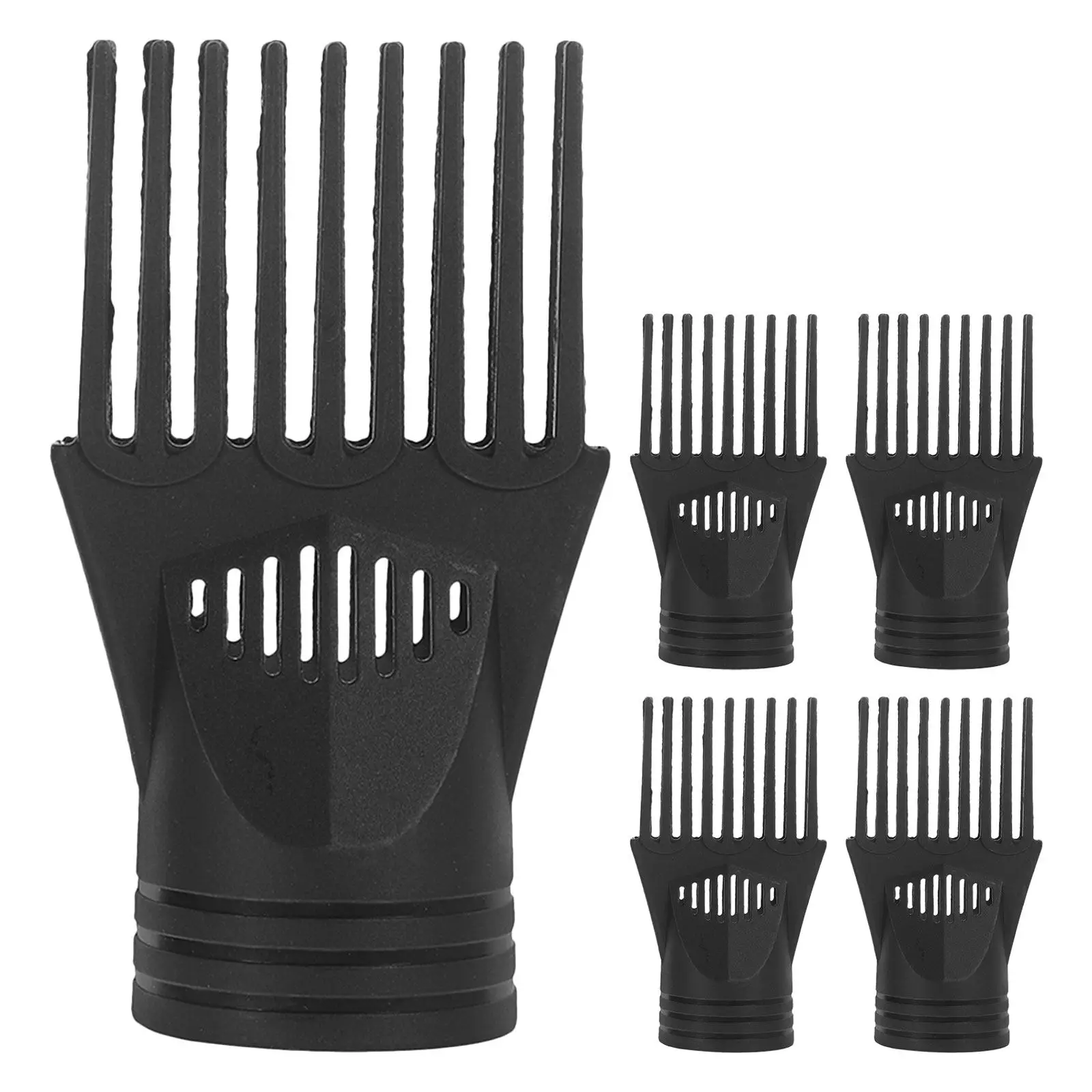 

Набор из 5 пластиковых насадок-расчесок для фена: для распутывания, выпрямления и укладки вьющихся волос, салонное качество