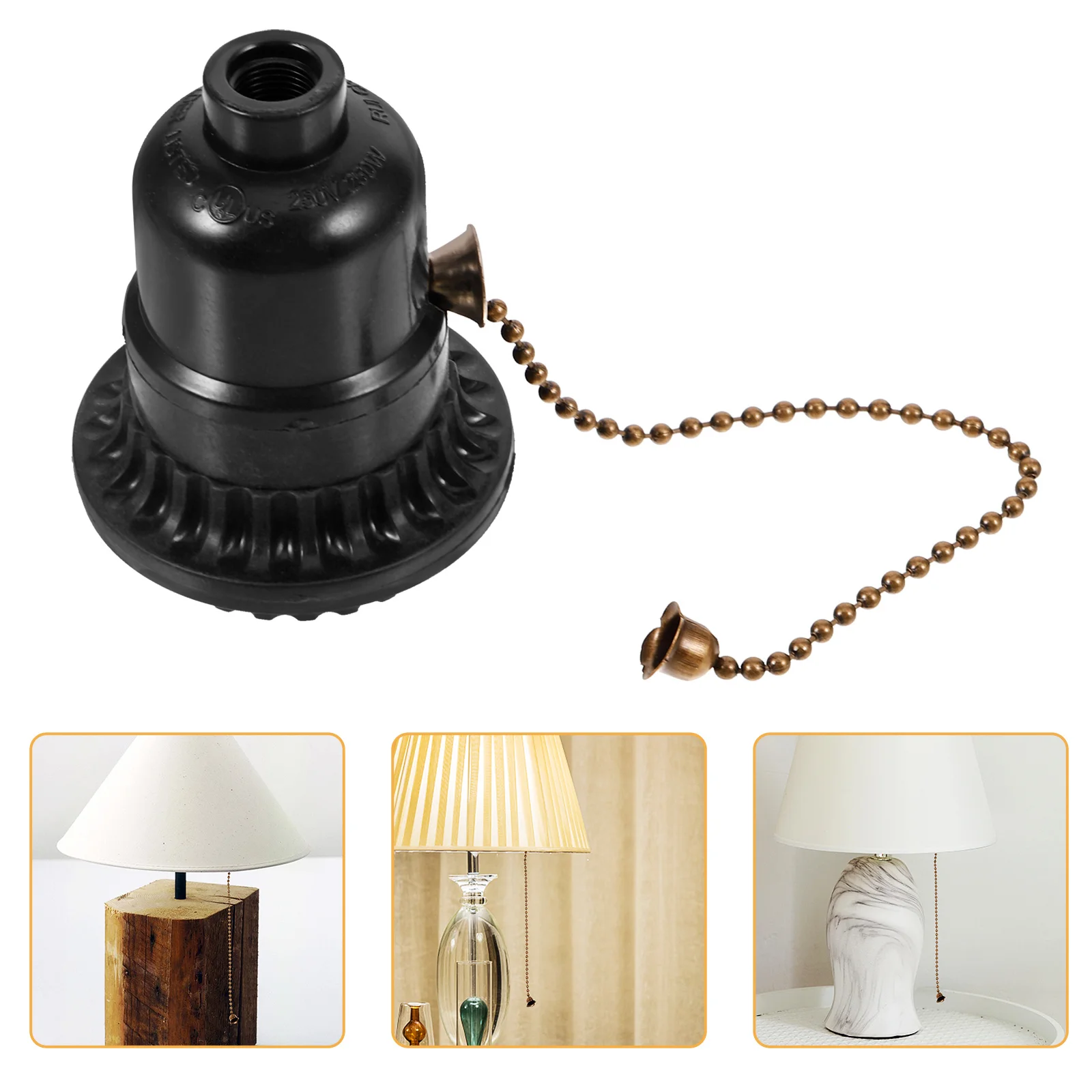 

Pull Chain Lampholder Solid Bakelite Lamp Socket Flexible Zipper Design Adjustable Lamp Holder Ceiling Lighting Accessory Pull