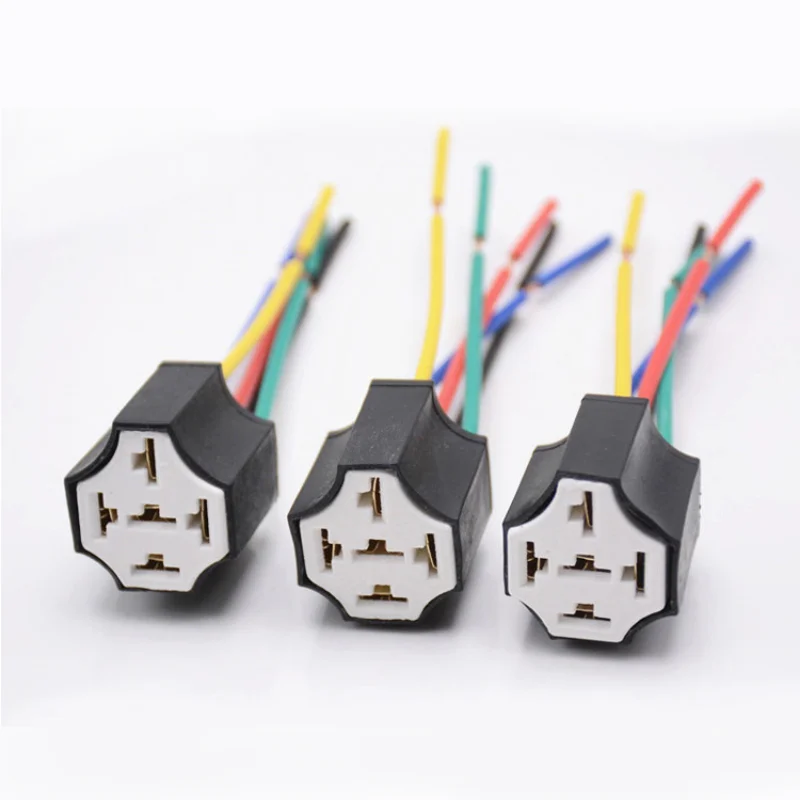 5 Pcs 5 Pin Cable Relay Socket Harness Connector DC 12V 24V For Car Plug Ceramic Relay