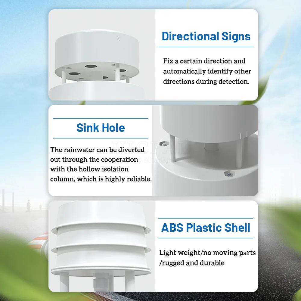 Ultrasonic Wind Speed and Direction Sensor Module Detection Weather Station Transmitter 0-40m/s Output RS485 0-5V 0-10V 4-20mA