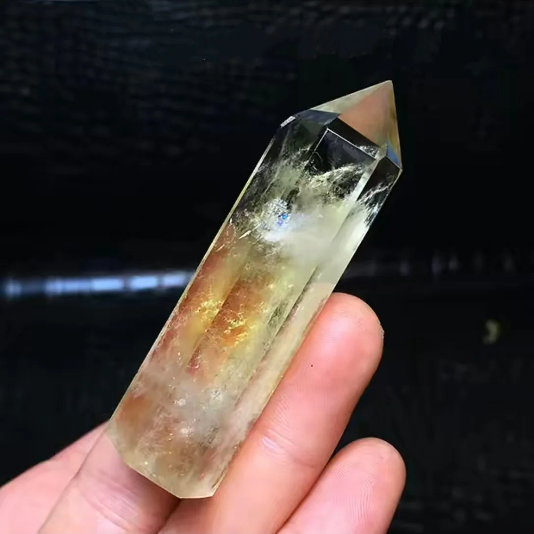 1pc Yellow Crystal Obelisk, Yellow Crystal Pillar Single Pointed Six Sided Pillar, Suitable for Home Decoration, yoga meditation