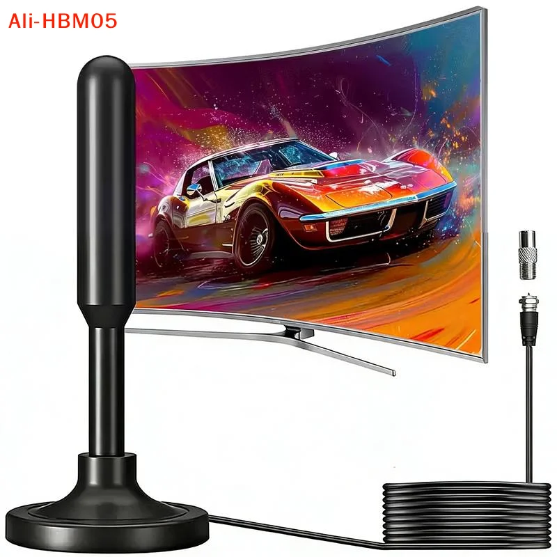 (HB05)1Pcs Long Range Signal Receiver Amplifier Antenna For Digital TV Indoor Signal Amplifier 720P 1080P Antenna With Adapter