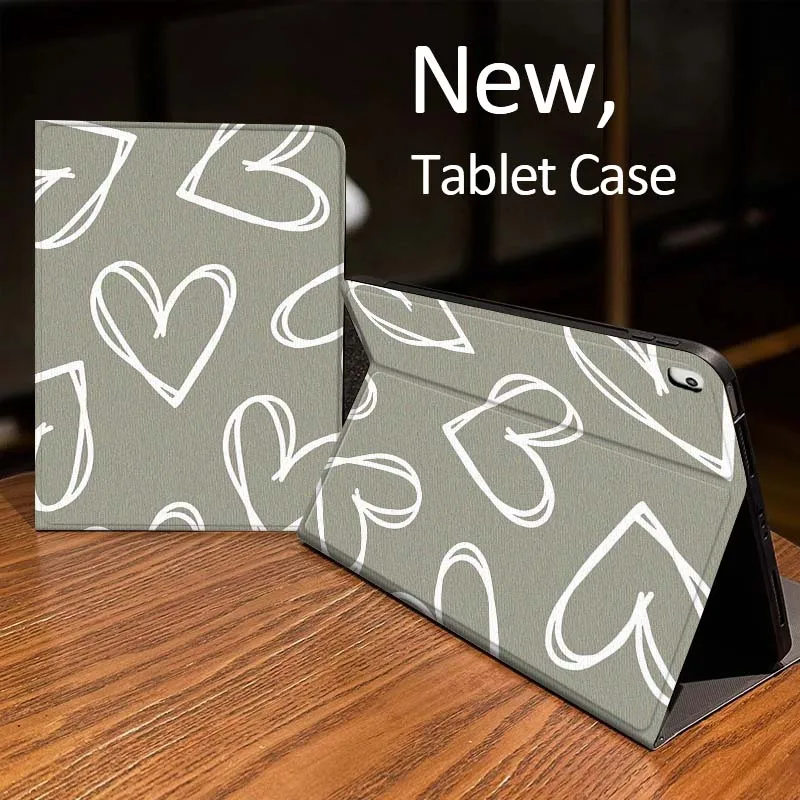 

Love Drawn Simple Line Pattern For iPad Pro 10th 11th 5th 6th 7 8 9 2 gen 11 13 M4 M5 10.2 9.7 12.9 10.5 10.9 Inch Tablet Case