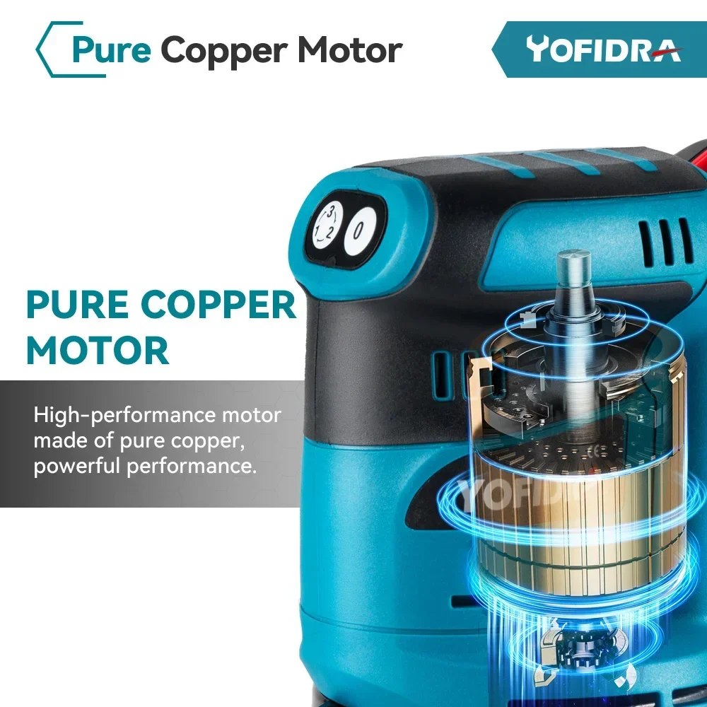 YOFIDRA 125 mm elektrische vlakschuurmachine 3 snelheden verstelbare draadloze oplaadbare polijstmachine voor Makita 18 V batterij