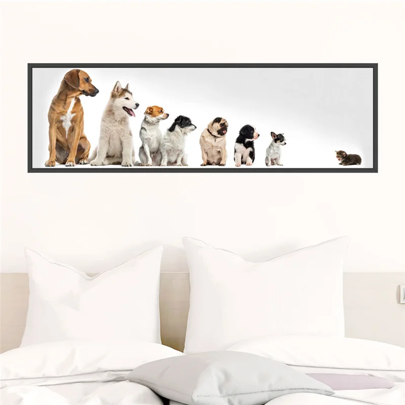 Funny Dogs Cat Pvc Photo Frame Wall Art Stickers For Office Home Decoration Animal Vivid 3d Puppy Kids Room Creative Wall Decal