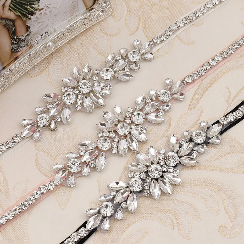 Luxury Wedding Bridesmaid Dress Wedding Sashes for Wedding Accessories Decorated with Rhinstones Belt Bridal cinturon marroqui