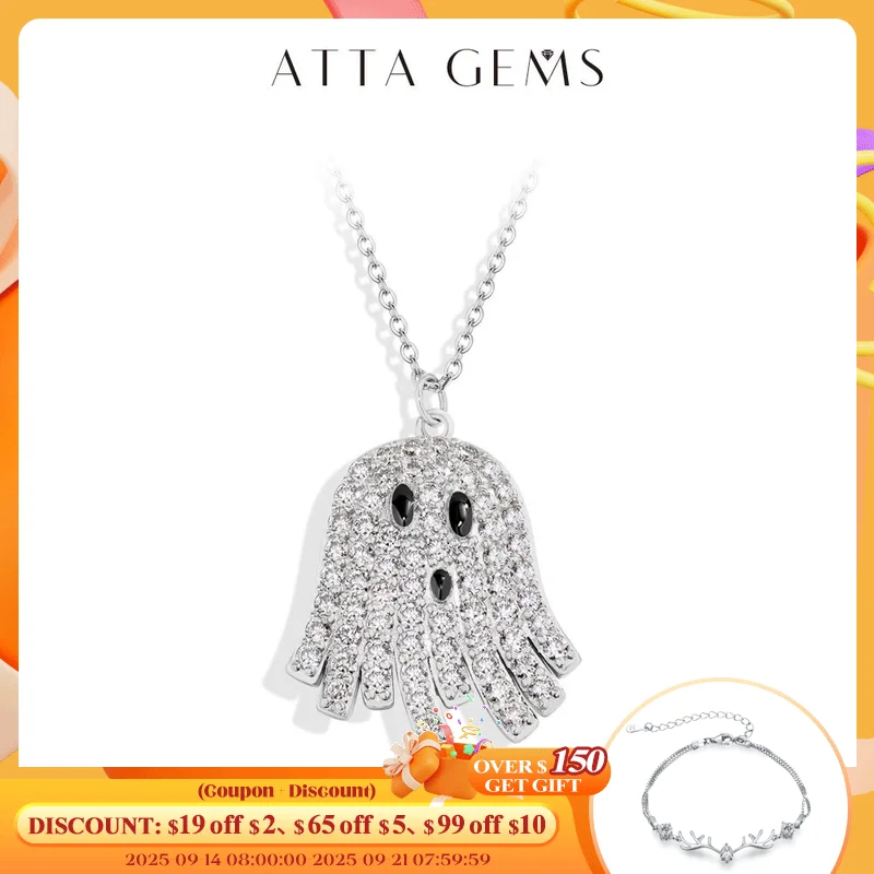 

Attagems Ghost Full Moissanite Necklace DVVS1 925 Sterling Silver 18K Gold Plated forWomen Man Holiday Accessories Party Jewelry