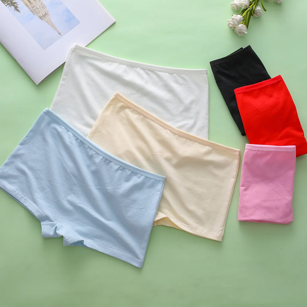 

New arrived Girls Underwear Fashion Kids solid 95%cotton children panties short boxer 6pcs/lot 3-14y student adolescent fashion