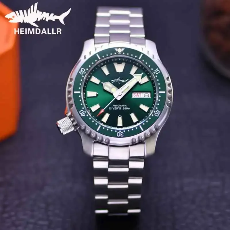 HEIMDALLR Vintage Diver Watch Mechanical Men Watches Sapphire Crystal C3 Super Luminous NH36A Automatic Movement 200M Waterproof