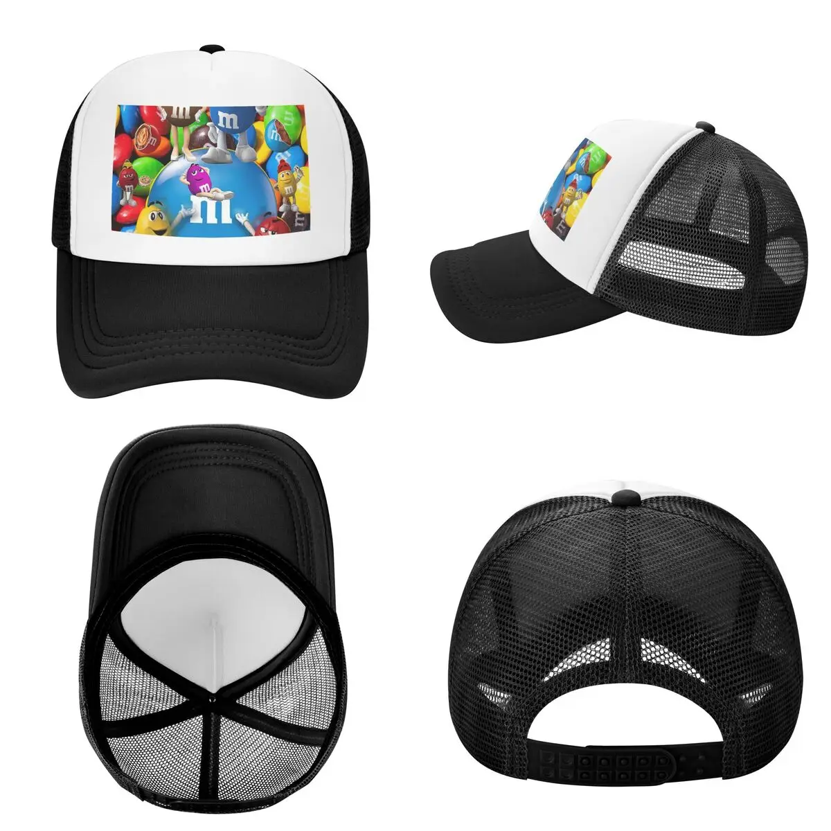 MM Chocolate Candy Cartoon (3) Cap Casual Mesh Baseball Caps Adjustable Hat Hip Hop Summer Unisex Baseball Hats