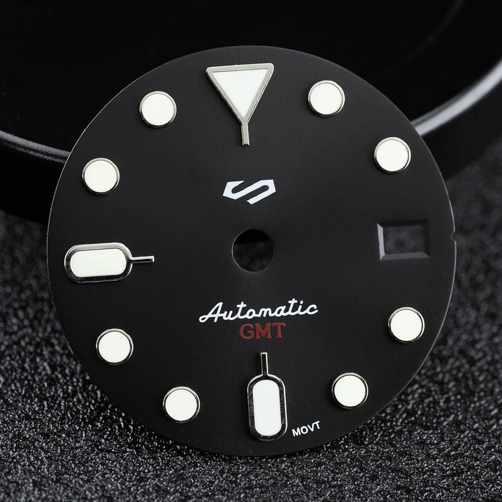 NH34 الطلب 28.5 مللي متر S الطلب GMT مضيئة 4 ساعة الأيدي لحركة NH35/36 تعديل بطلب استبدال أجزاء الساعة