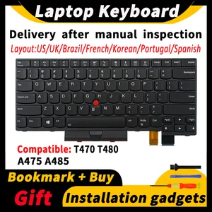 Keyboard Pengganti Laptop untuk Lenovo ThinkPad T470 T480 A475 A485 01HX459 01AX364 SN20P41641 Tata Letak AS/Inggris/BR/FR/KR/PT/SP 10 penjualan terbaik compaq - №