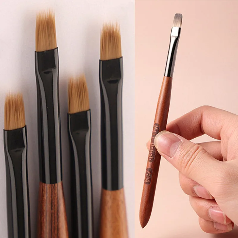 2Pcs Round Wood Handle Nail Ombre Brush Nail Art Painting Pen Brush UV Gel Polish Gradient Color  Acrylic Nail Drawing Pen