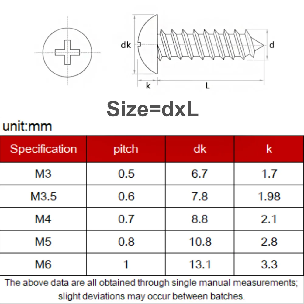 20-5pcs M3 M4 M5 M6 304 Stainless Steel Self-Tapping Wood Screws Cross Phillips Round Head Truss Mushroom Drive Screws Furniture
