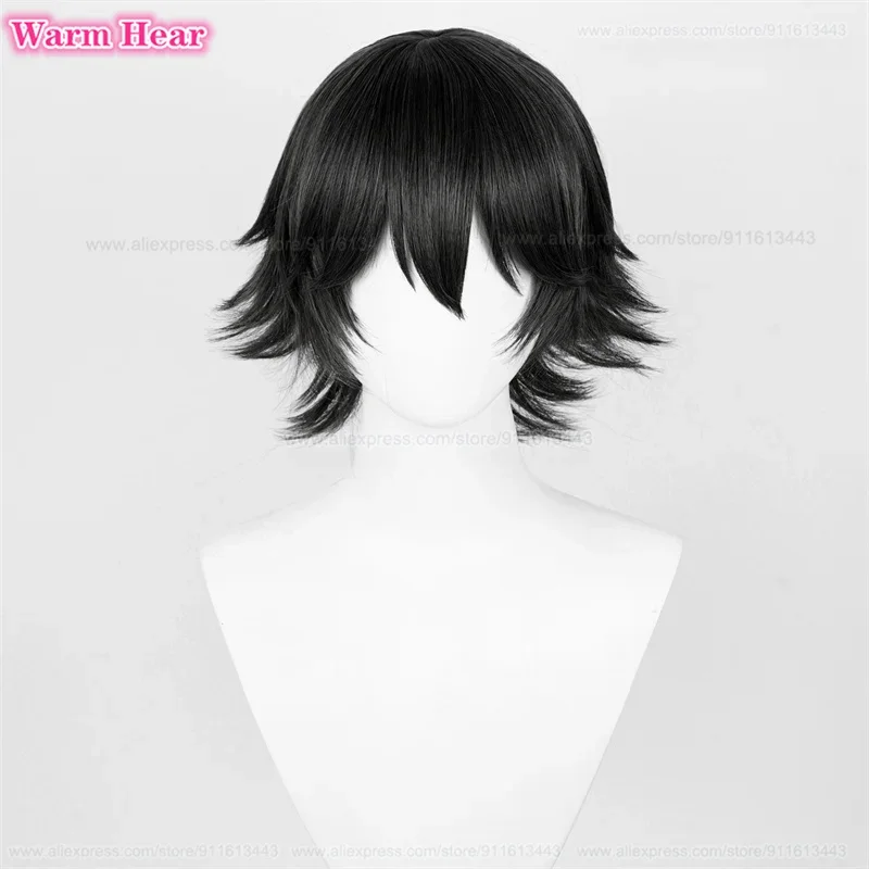 Anime Ranpo Edogawa Synthetic Wig 30cm Black Cosplay Wigs With Glasses Props Heat Resistant Hair Edogawa Ranpo Wigs Hat In Stock