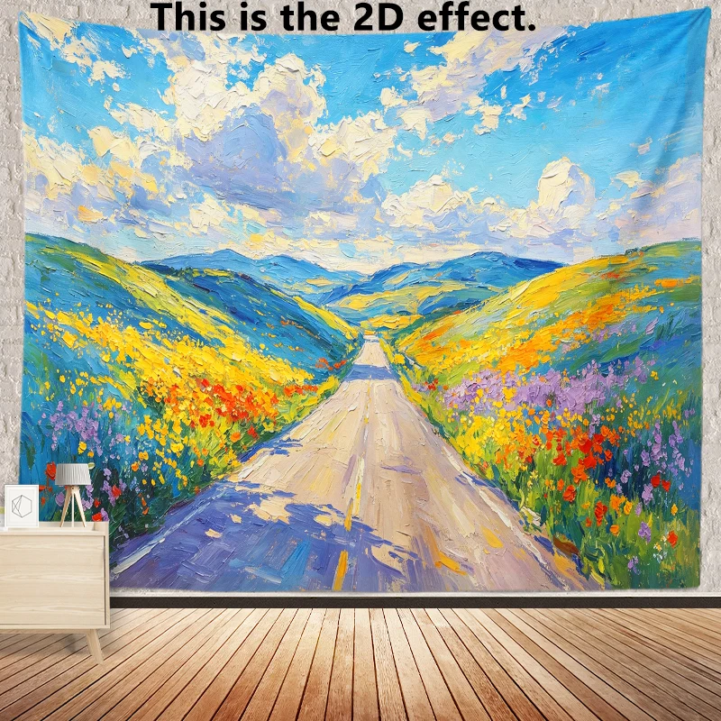 Flower Road Background Cloth Hanging Cloth Bedroom Bedside Decorative Wall Cloth Dormitory Tapestry
