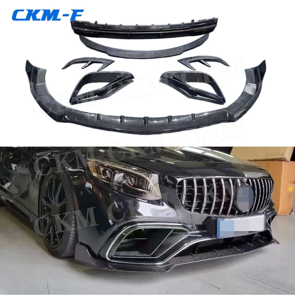 

B Style Front Chin Bumper Lip Air Vent Trims Rear Diffuser Rear Spoiler for Benz S Class W217 C217 S63 65 AMG Coupe 2014-2019