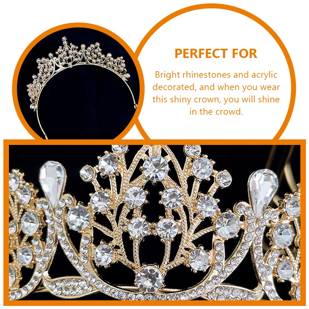 

Wedding Crown Headpiece Rhinestone Acrylic Bridal Fairy Crown Headband Birthday Party Accessories Prom Celebration Hair Tool