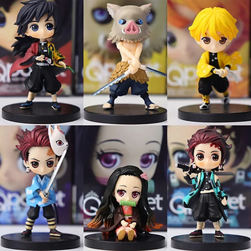 6pcs/set Demon Slayer Kimetsu no Yaiba anime Figure Tanjirou Nezuko Action figure Q ver. Giyuu Inosuke Zenitsu Figurine 5-7cm