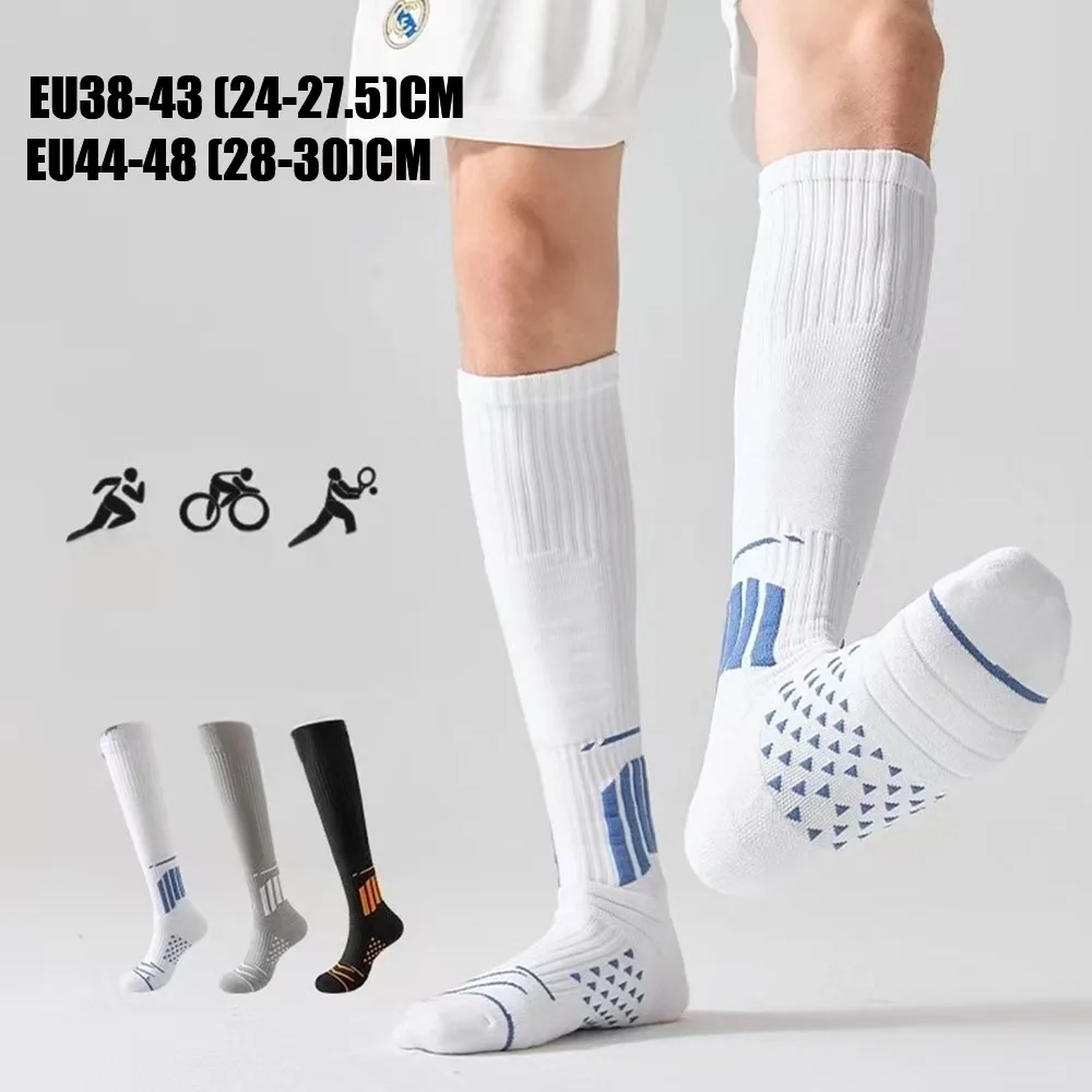 

Men Women High Tube Soccer Socks Thickened Terry Sole Professional Sports Socks Big Size Deodorant Anti-Odor Basketball Cycling