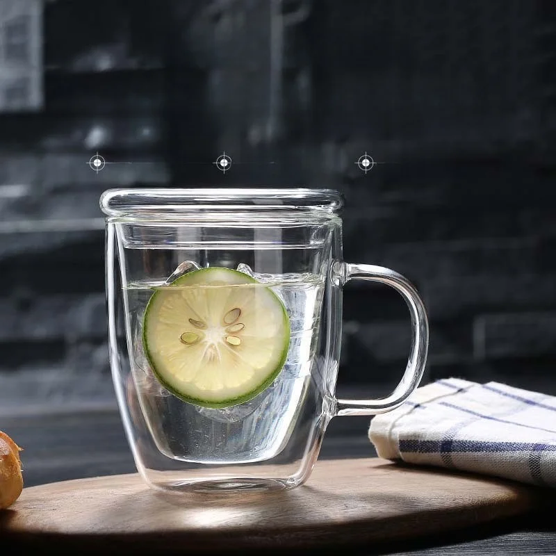 

High Borosilicate Glass Cup Transparent Handle Tea Water Cup High Temperature Resistant Coffee Cup Milk Double Layer Mug