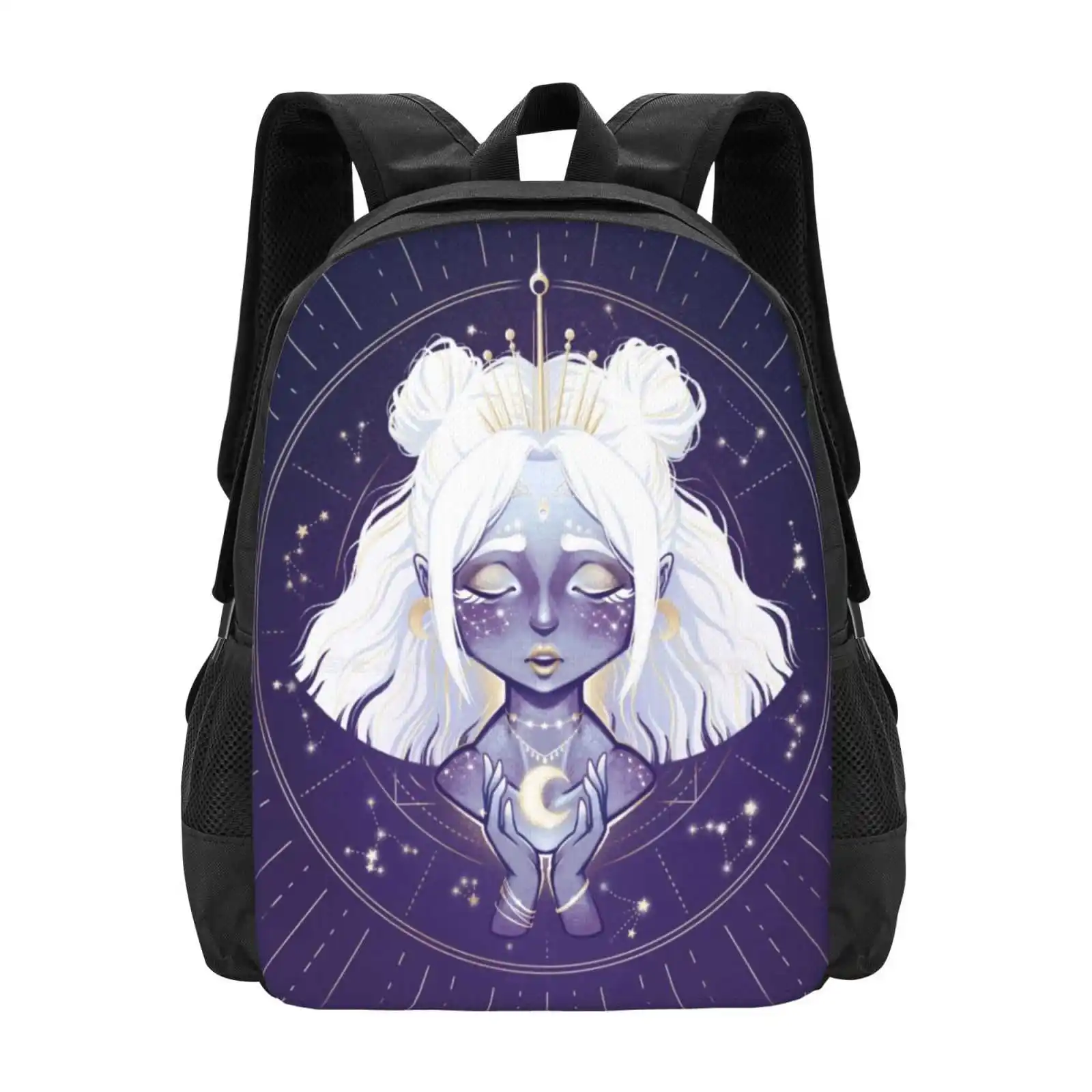 

Лунный страж, горячая распродажа, рюкзак, модные сумки, Moon Guardian Night, синие, фиолетовые звезды, созвездие