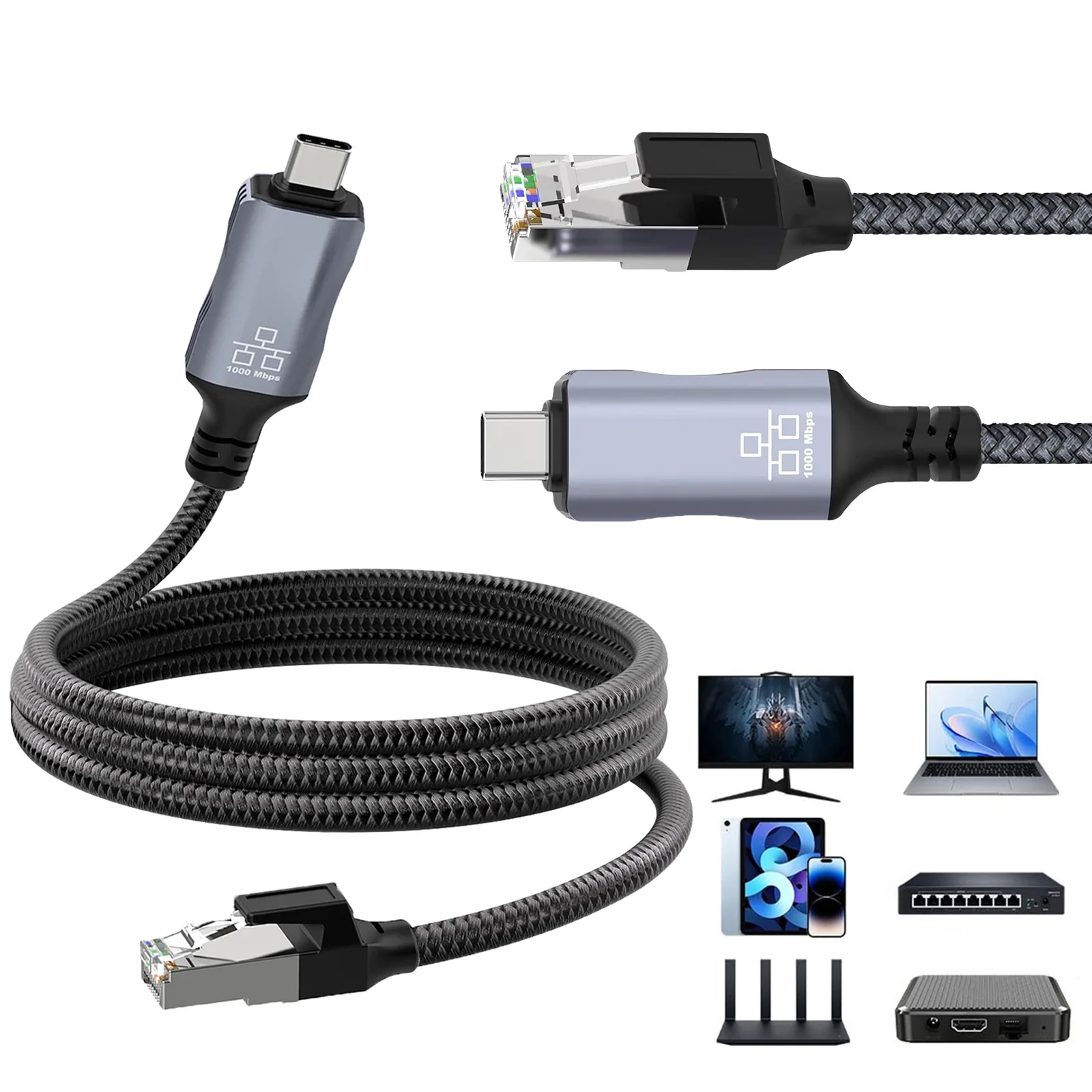 1.8m Internet LAN Network Cable Directly Connected USB Type-C To Ethernet Cable for MacBook Pro iPad Pro Smartphone Laptop PC