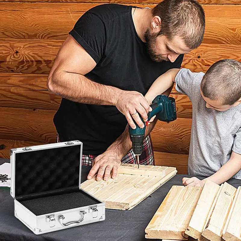 Portable Aluminum Tool Box Aluminum Alloy Small Storage Box Square Storage Organizer Safety Equipment Toolbox With Sponge