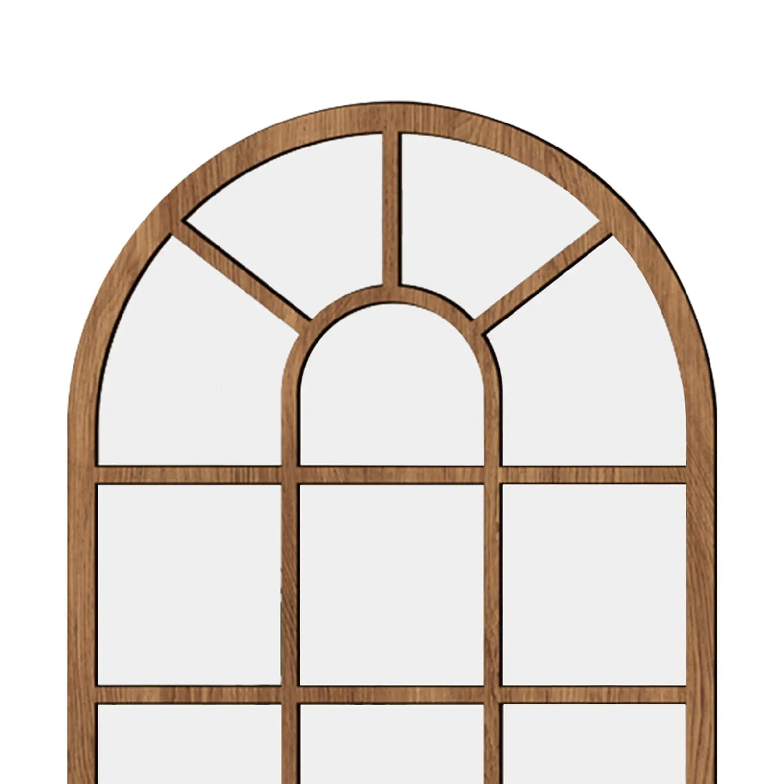 Arched Window Wall Mirror Rustic Wood Acrylic Minimalism Wall Decor Wall Decorative Mirror for Entryway Bedroom Home Decoration