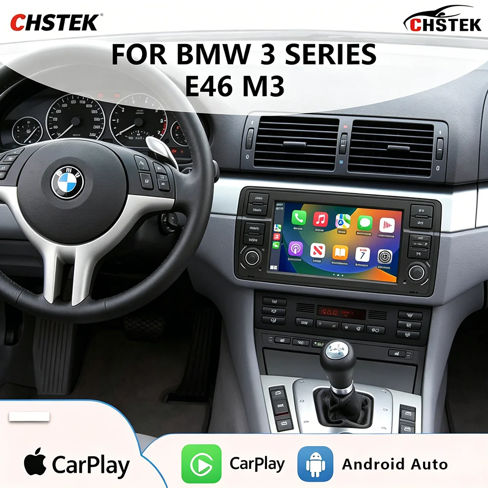 Автомагнитола CHSTEK Android для BMW E46 M3 MG ZT ROVER75 с Carplay, беспроводным GPS, 4G, Wi-Fi, Bluetooth, RDS-навигацией