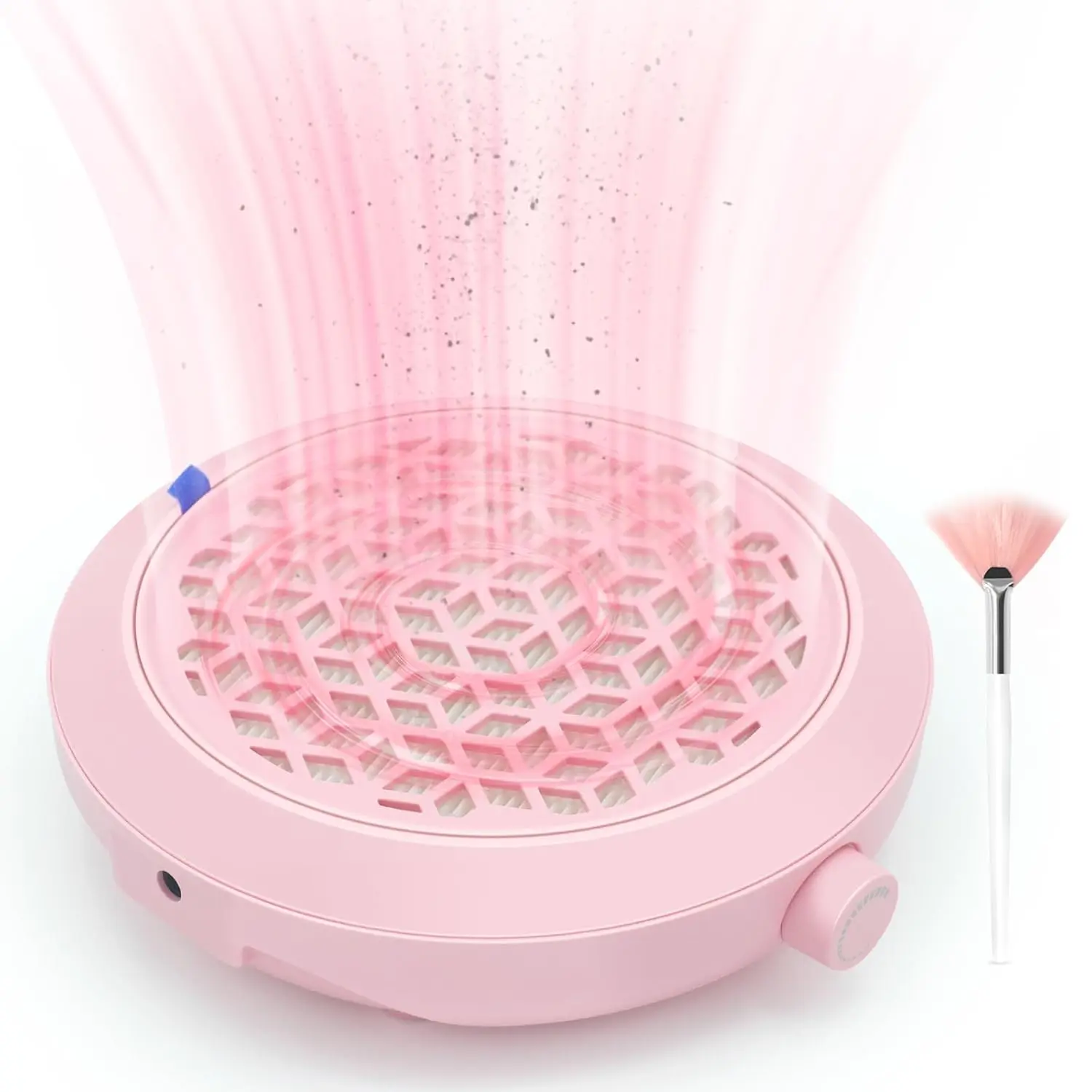 

Nail Dust Collector, 4500RPM Powerful Suction Pink Nail Vacuum with Reusable Filter and Brush, Stepless Speed Control