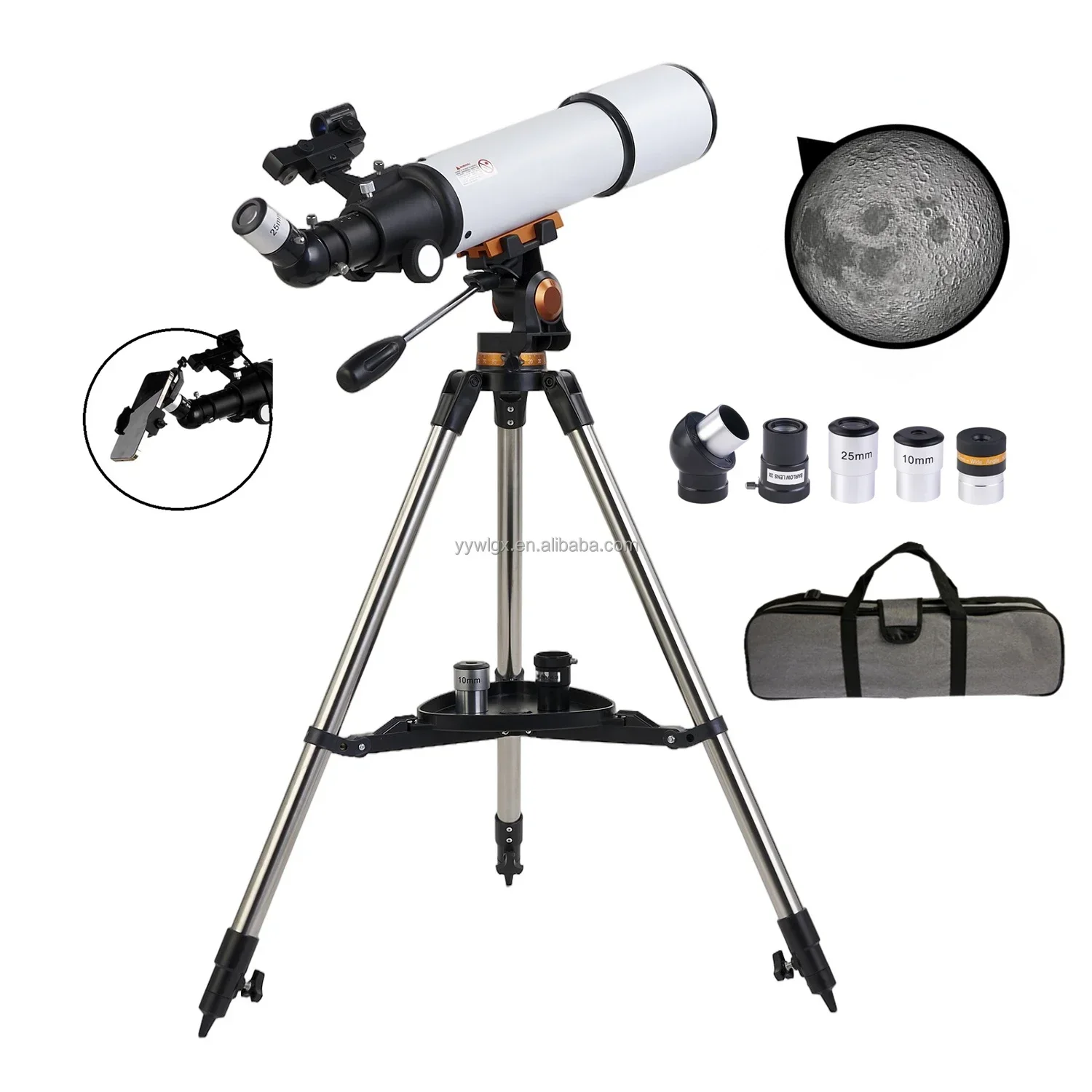 F50080M Telescope for Adults Kids Astronomy Beginners Aperture 80500mm AZ Mount with Tripod and Phone Adapter to Observe Moon