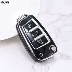 TPU Car Flip Key Cover Case For Audi C5 C6 R8 A1 A3 A4 A5 A6 A7 Q3 Q5 Q7 S6 B6 B7 B8 8P 8V 8L TT RS RS3 S3 Sline Accessories