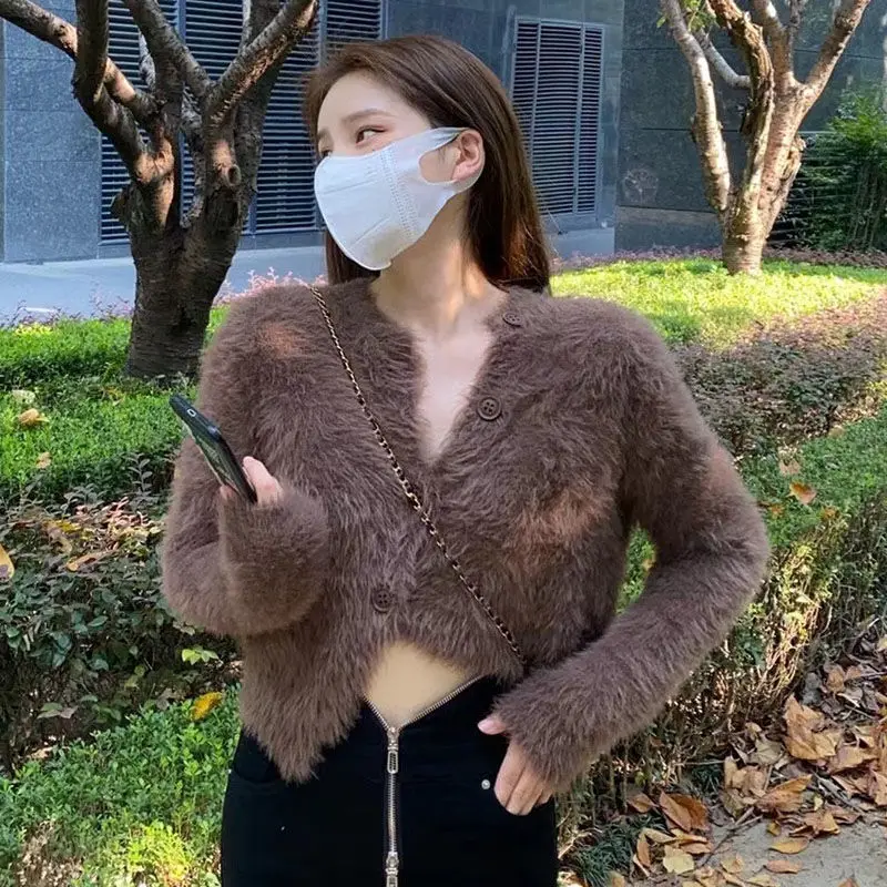 

Sweaters Jumpers Cardigans Womens And With Crop Top Together Angora Mix Lace Detail Fitted Line Dinner Hole Feminine Sweet Daily