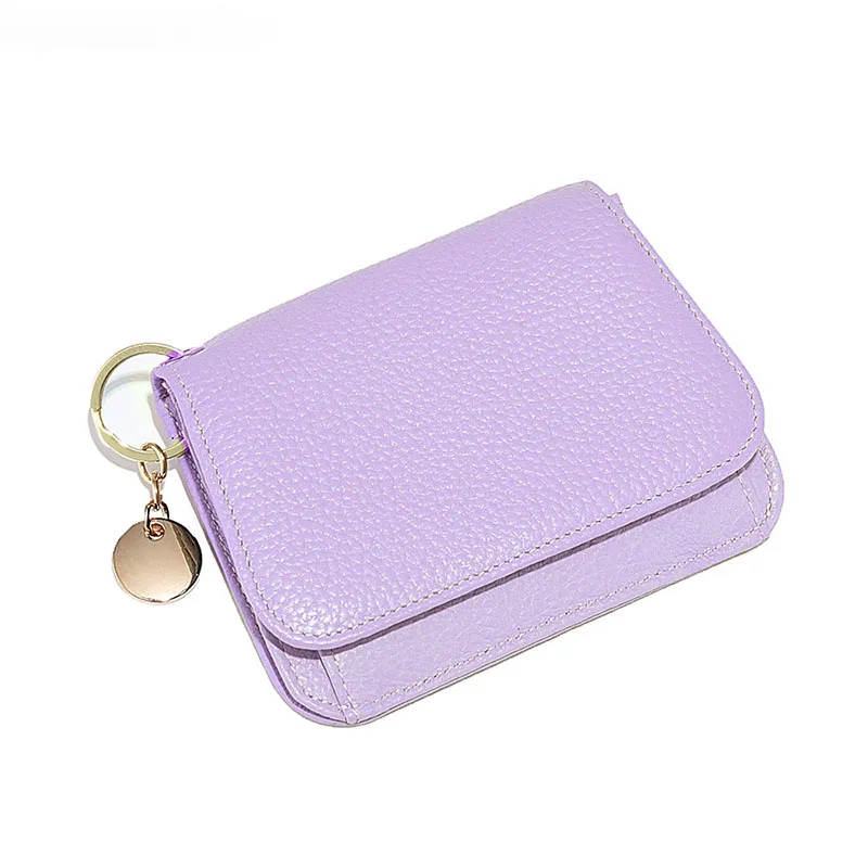 Custom Letteres Short Wallet Genuine Leather Simple Pebble Pattern Women's Card Bag Cowhide Korean Mini Multi Card Coin Purse