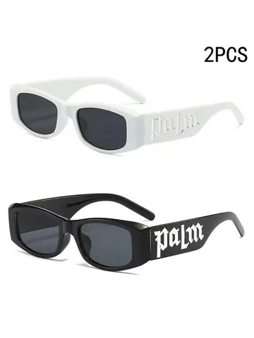 2PCS Small Frame Letter Sunglasses, New Instagram Influencer Sunglasses, Punk Trend Runway Sunglasses 3059(5326)