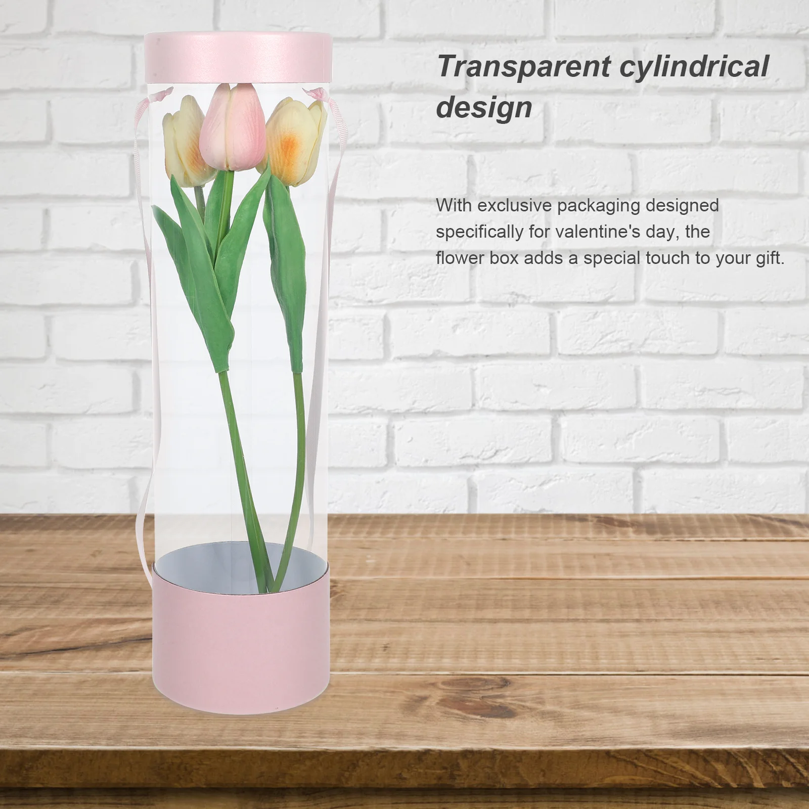 

Cylindrical Flower Bouquet Packaging Box Clear Gift Box for Valentine's Day Romantic Color Flower Boxes for Arrangement