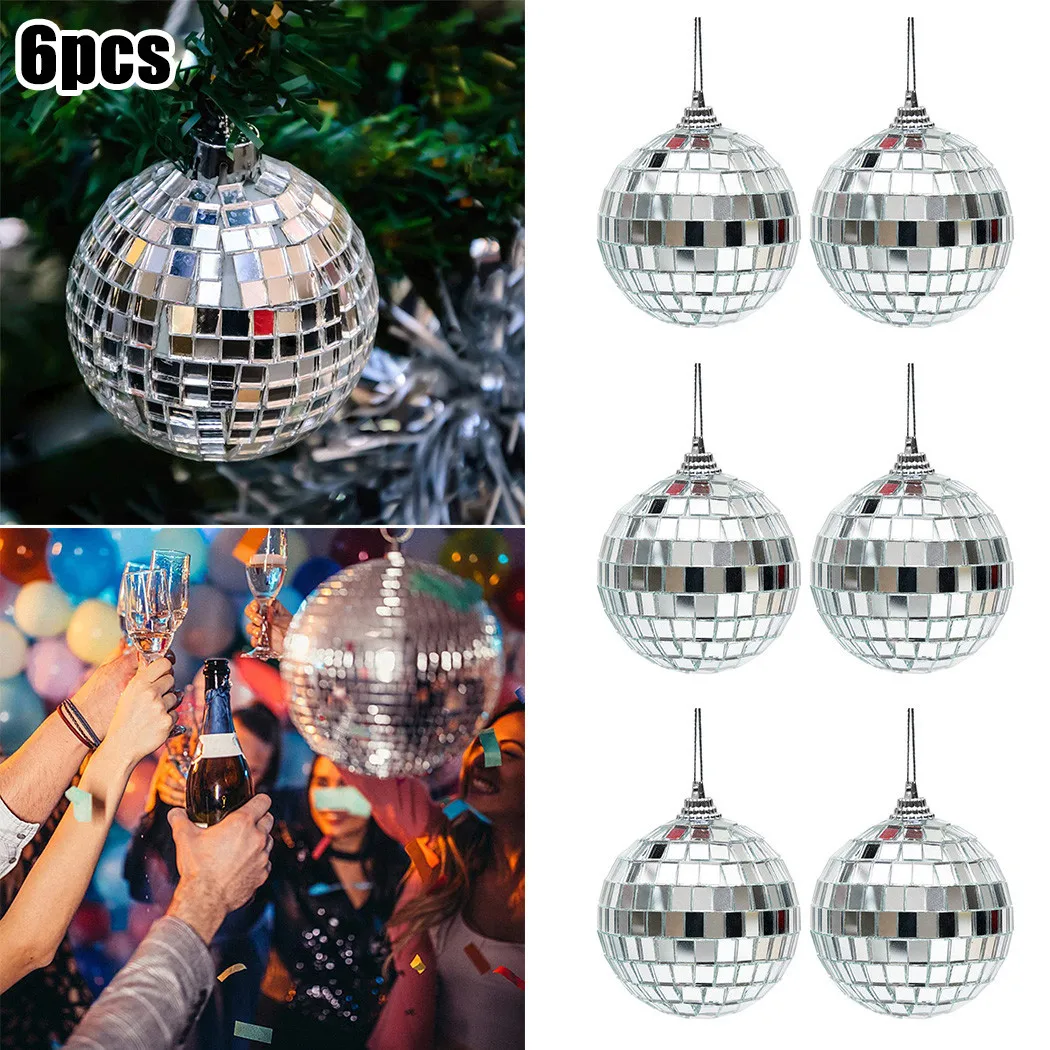 

6pcs Mirror Disco Hanging Ball 70\\'S Party Decor Bar Disco Party Home Decor Stage Props Christmas Tree Decoration