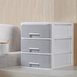 White Decor Gray Cosmetics Office Drawer Drawer Storage Minimalist Home Box Desk Sundries Storage Container Plastic Organizer