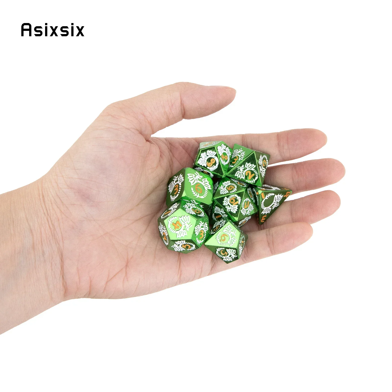 Metal Dice, Perfect For Tabletop Rpgs And Card Games 7 Pcs Green Dragon Metal Dice Solid Metal Polyhedral Dice Set Suitable For