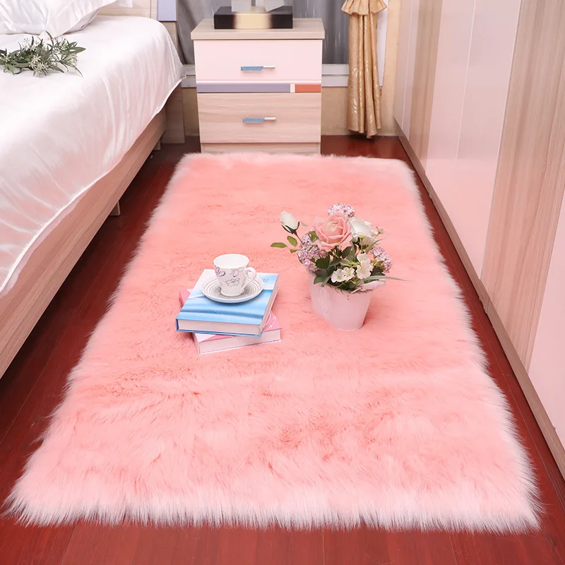 Carpet Anti-slip Luxury Soft Fur Bedside Carpet Fluffy Shaggy Solid Area Rug Yoga Mat Chair Sofa Cover Door Mat