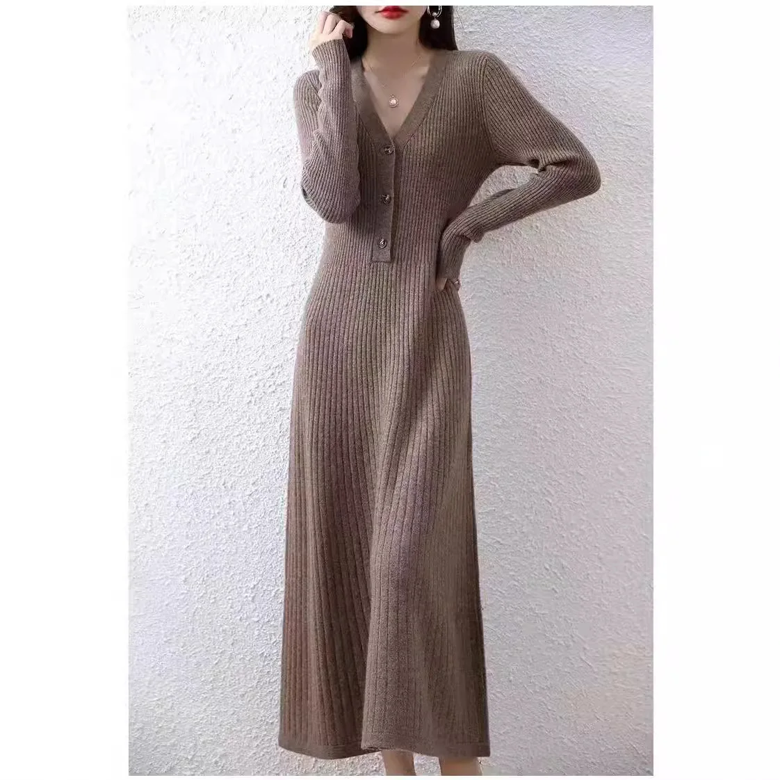 

Knee Length Pullovers Elegant Sweaters Jumpers Women Clean Commuting Athleisure Female Trendy Singlebreasted Hollowing Bottoming