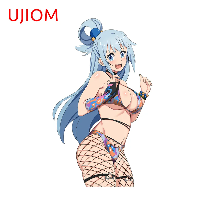 UJIOM Seductive Aqua Wall Sticker Trendy Blue Hair Anime Figure Picture Scratch Proof Decal Suitable For Smooth Surfaces